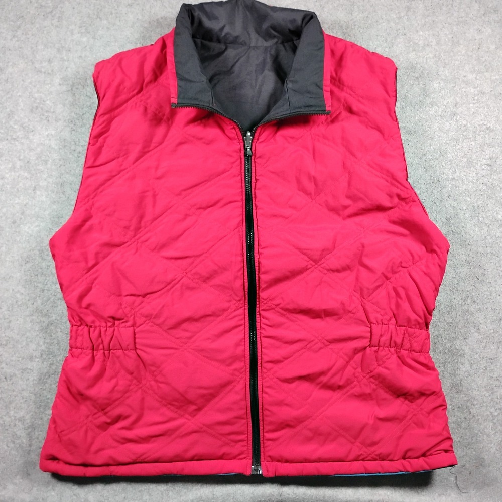 Vintage Nike Reversible Puffer Vest Youth XL Pink Blue Black Full Zip Quilted